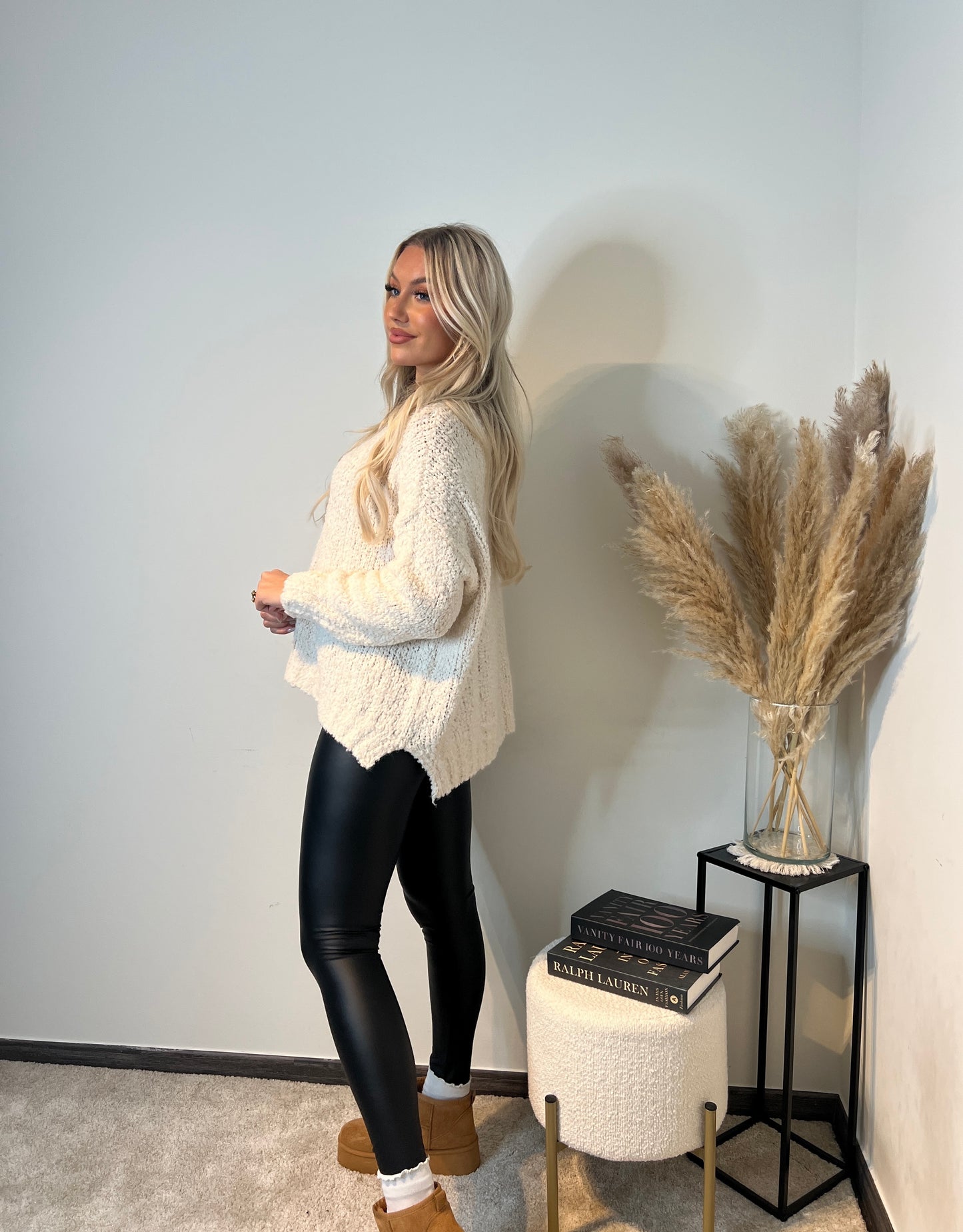Leather legging -zwart