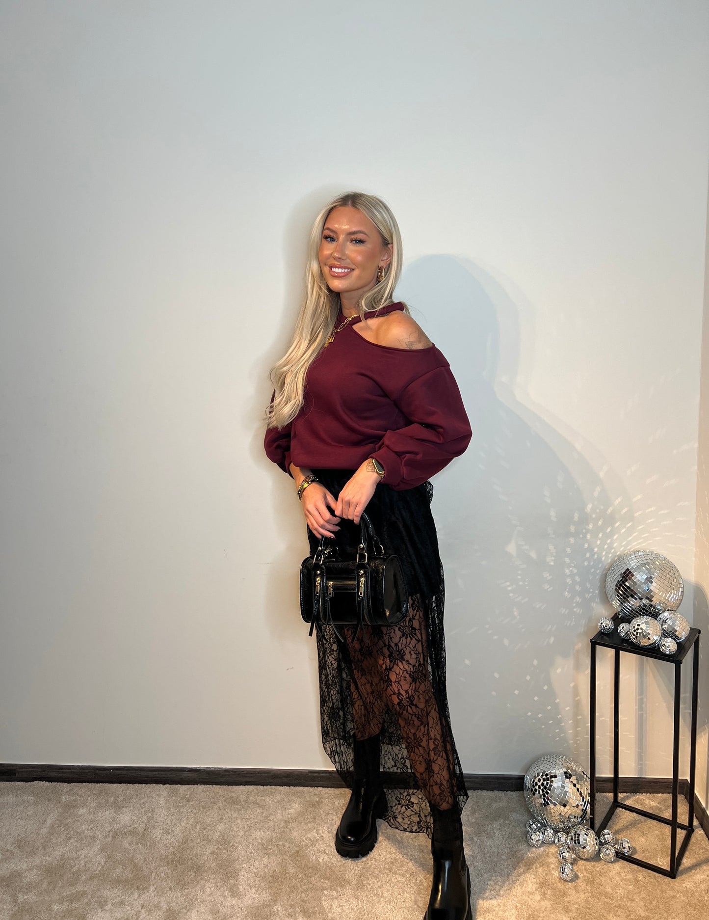 Lace skirt - black