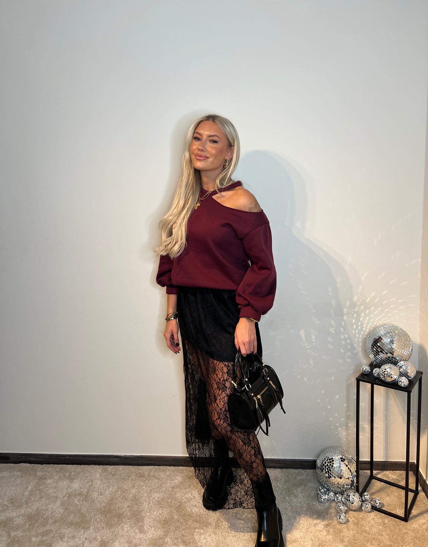 Lace skirt - black