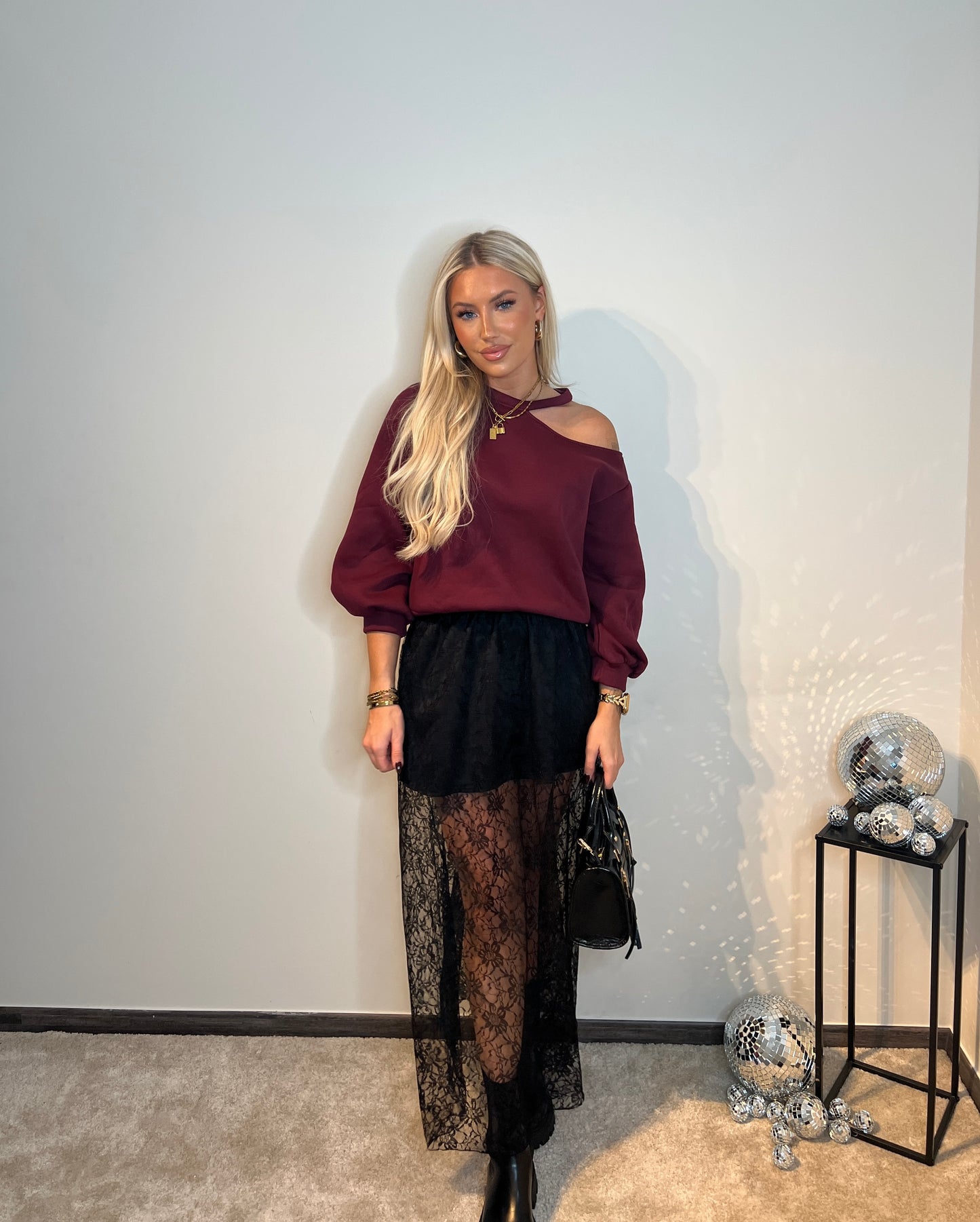 Lace skirt - black
