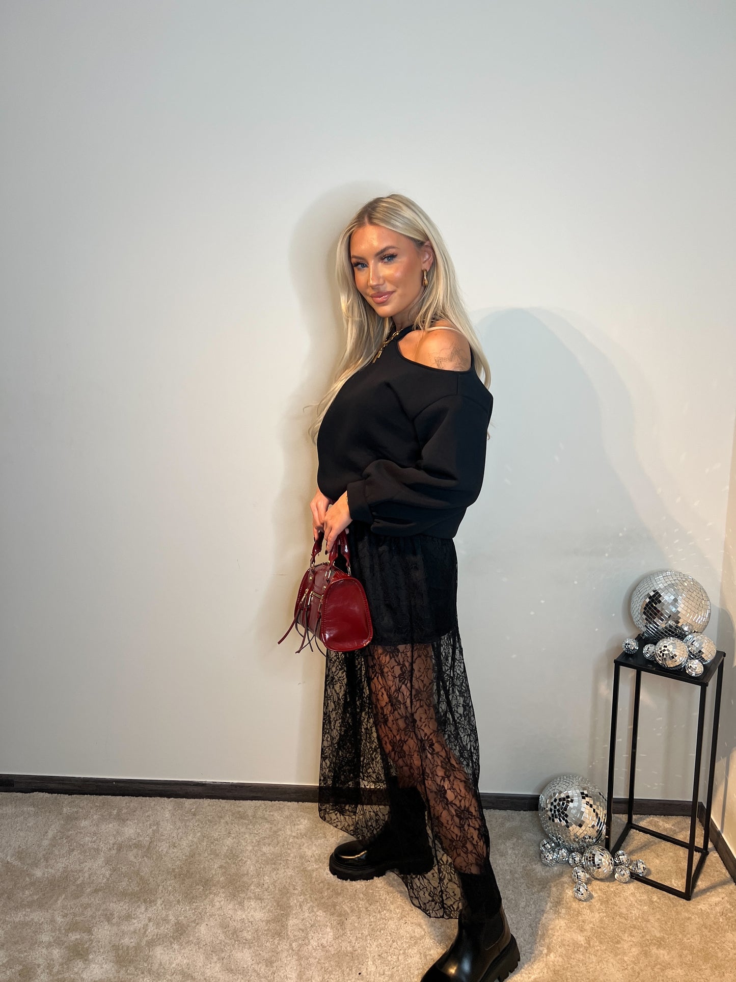 Lace skirt - black