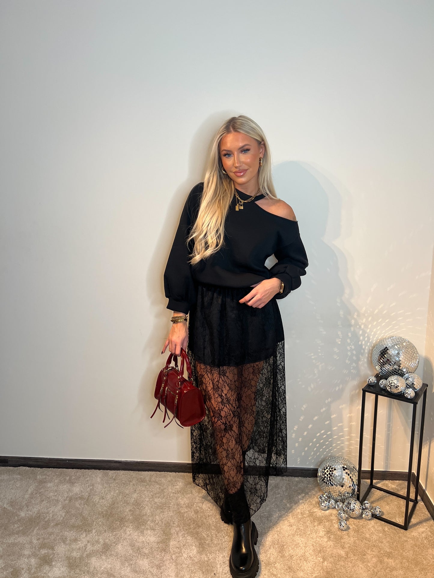 Lace skirt - black