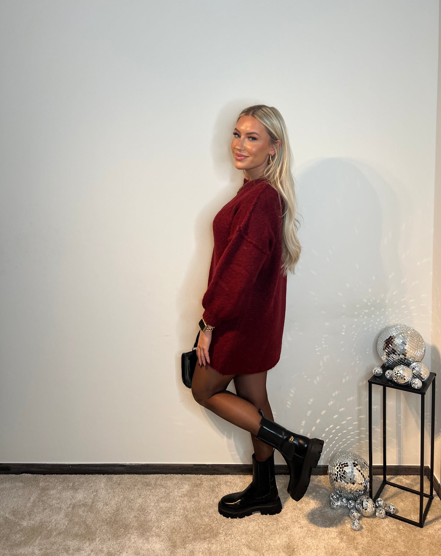 Burgundy knit dress