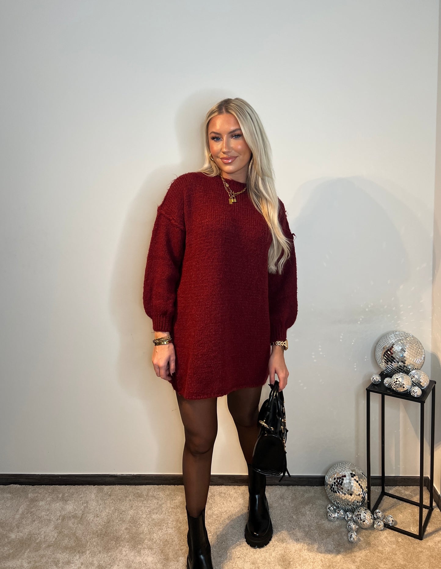 Burgundy knit dress