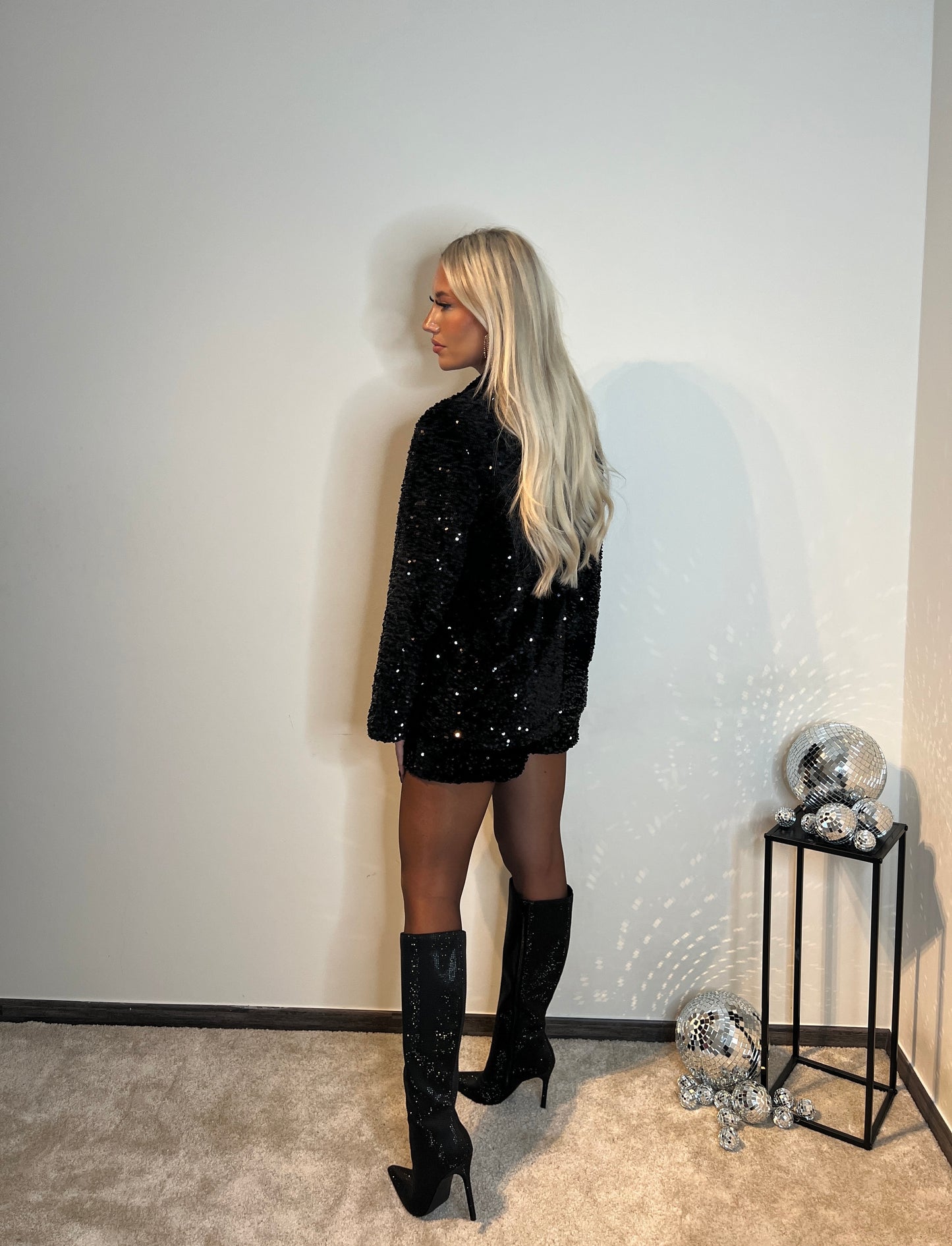 Sequin blazer - black