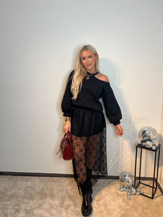 Lace skirt - black