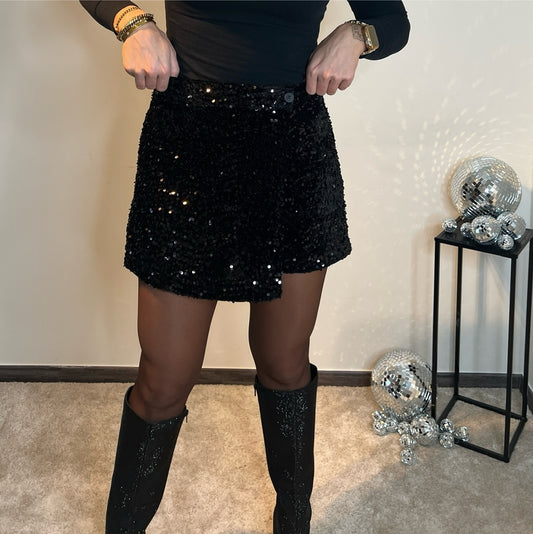 Sequin skort - black
