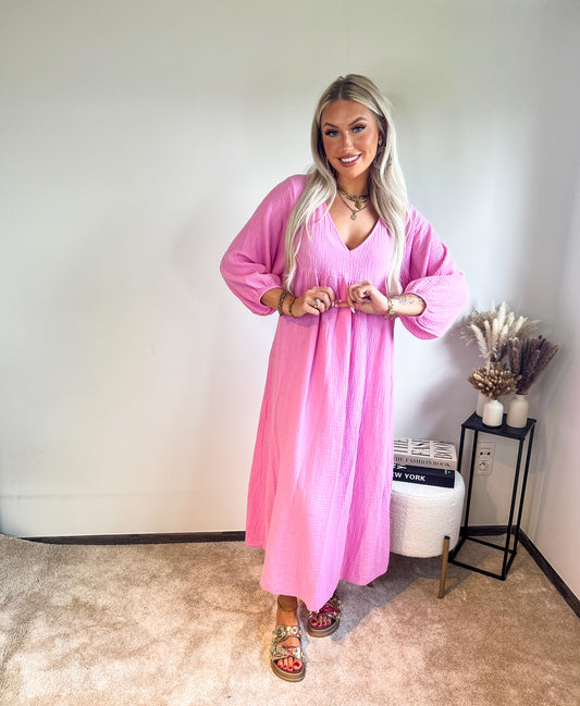 Long tetra dress - pink